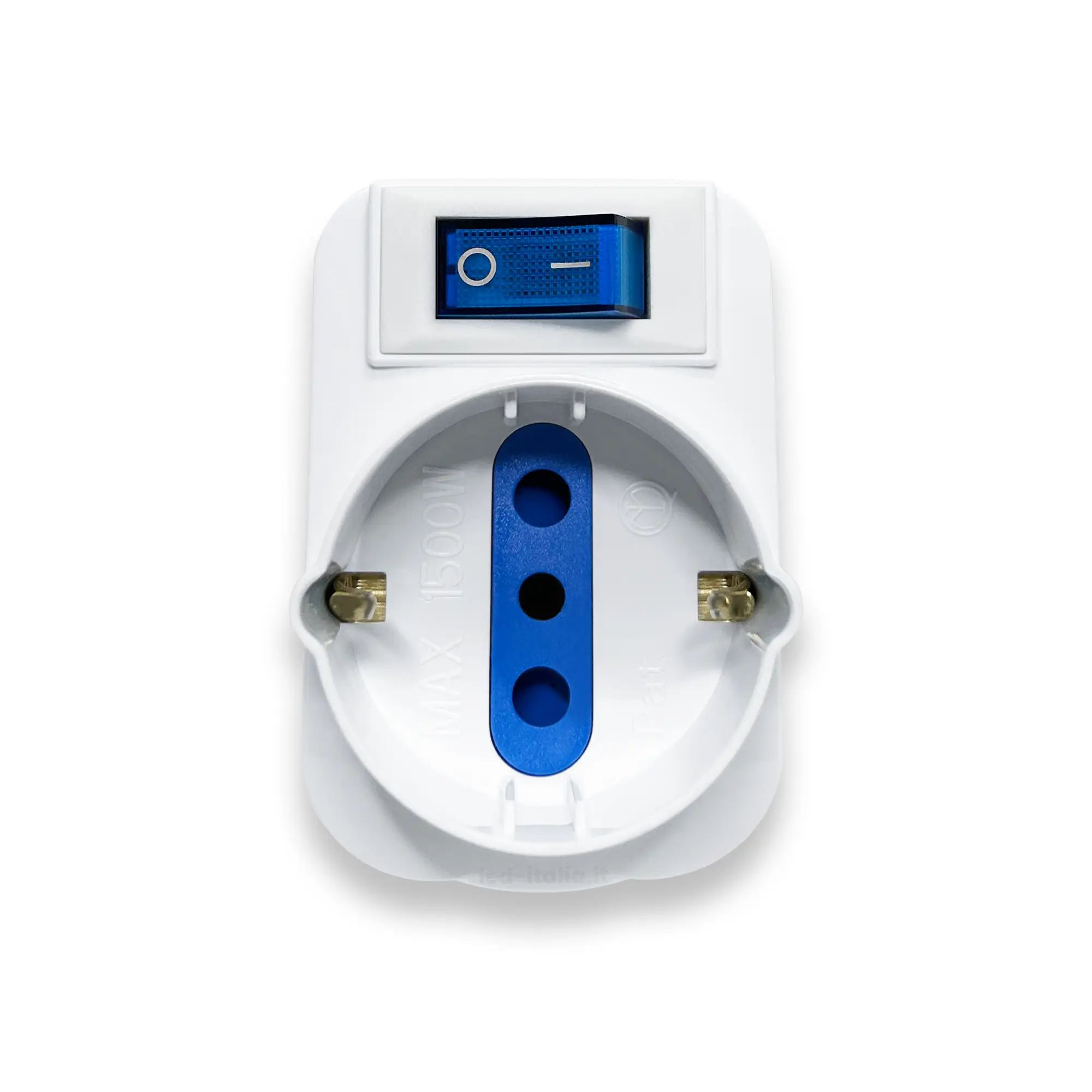 Adapttatore Spina 16A 2 Prese 2P+T 10/16A Bipasso + 1 Presa/Schuko Con Interruttore