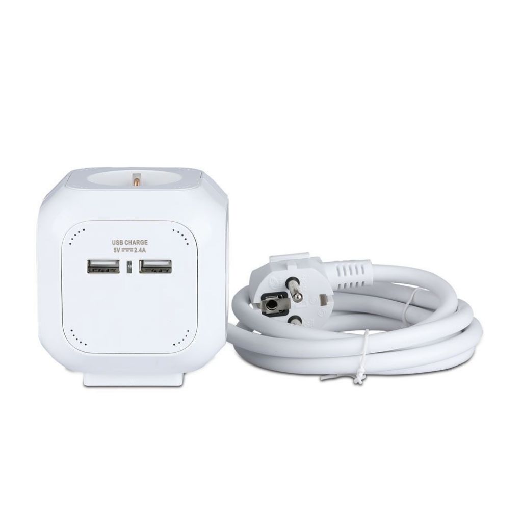 4 Ways Socket with USB Cubic 3G 1.55mm*1.4M