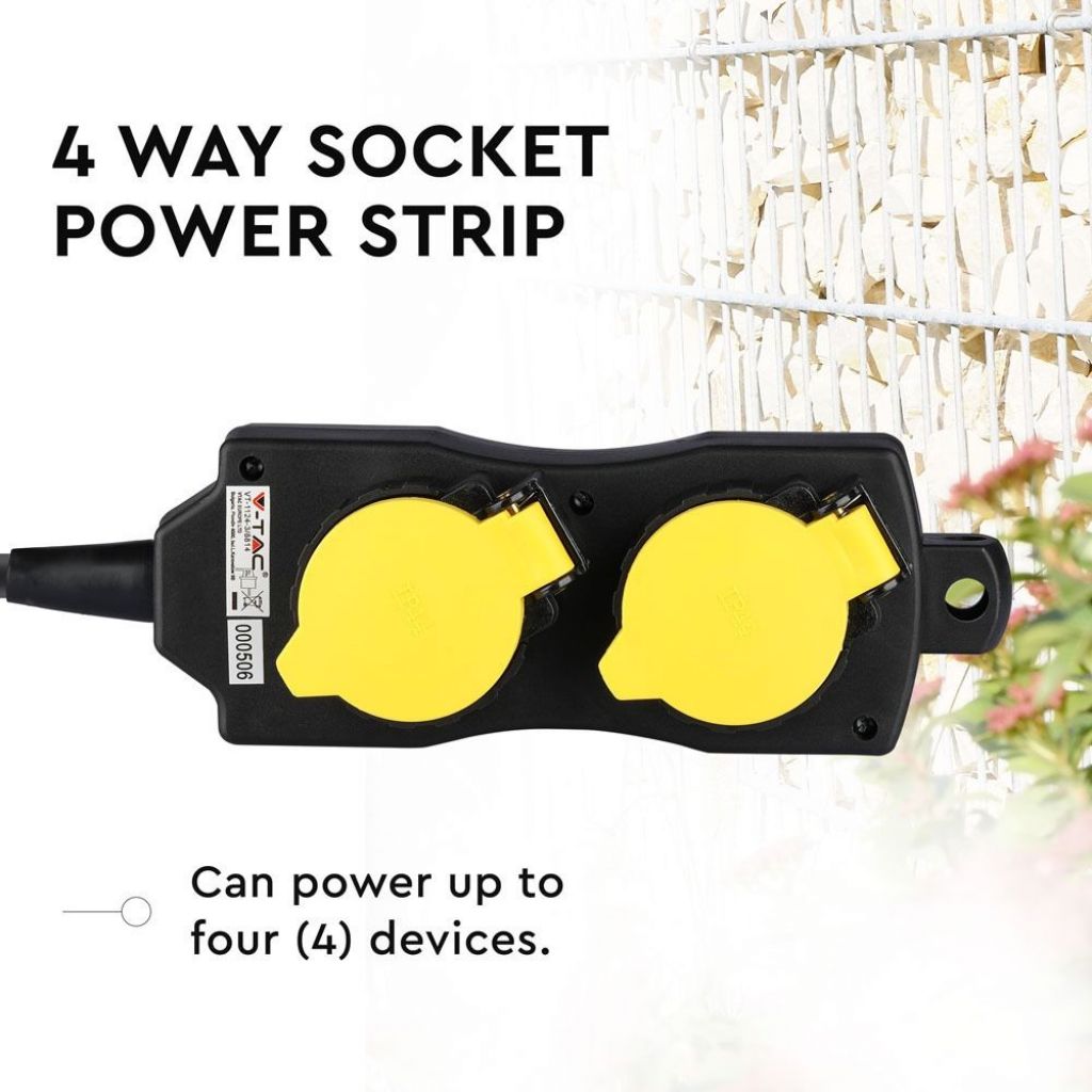 4 Ways Socket 3G 1.5mm*3m IP44 Black+Yellow