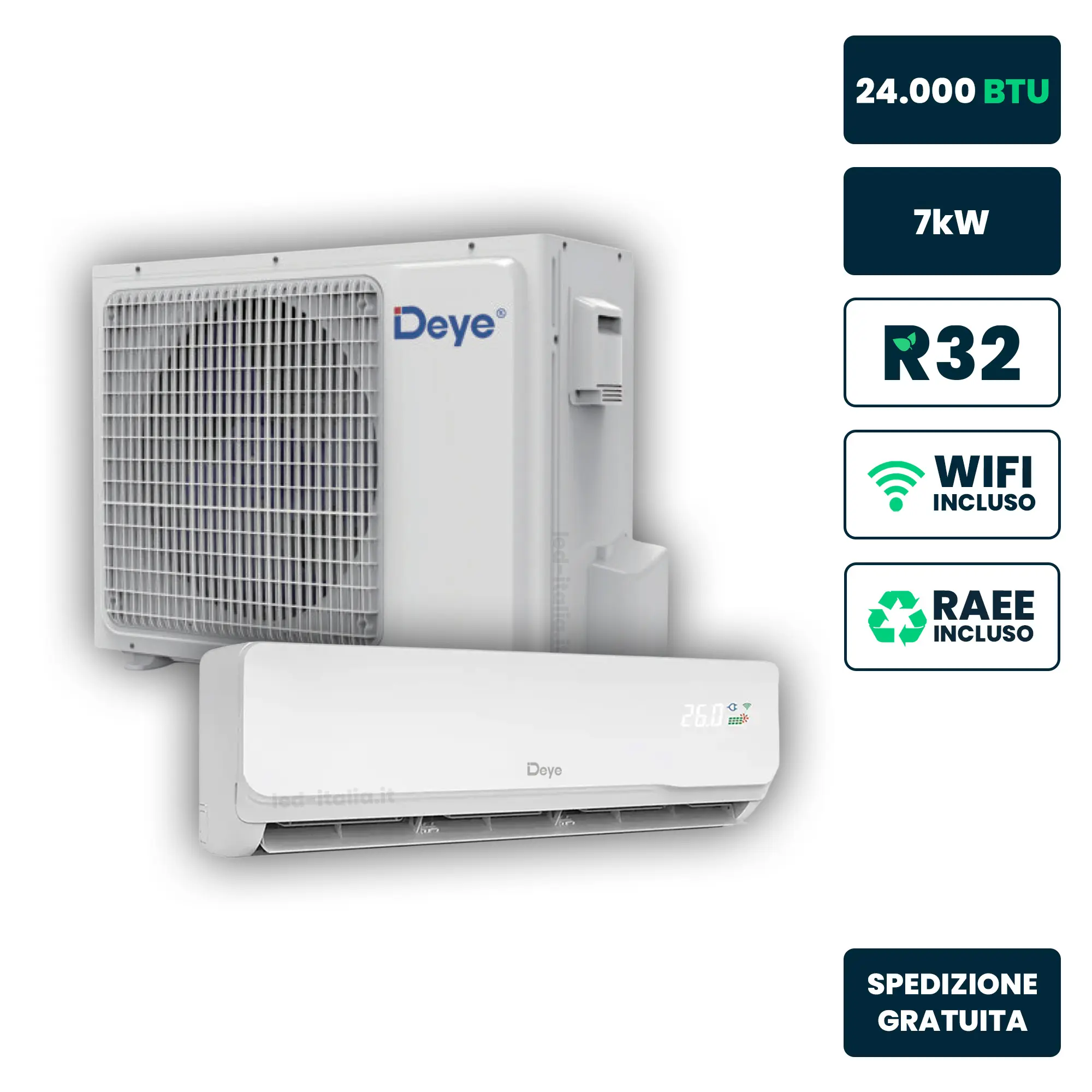 Deye Monosplit 24.000 BTU ~7,0kW R32 Solar AC/DC (unità interna + esterna)