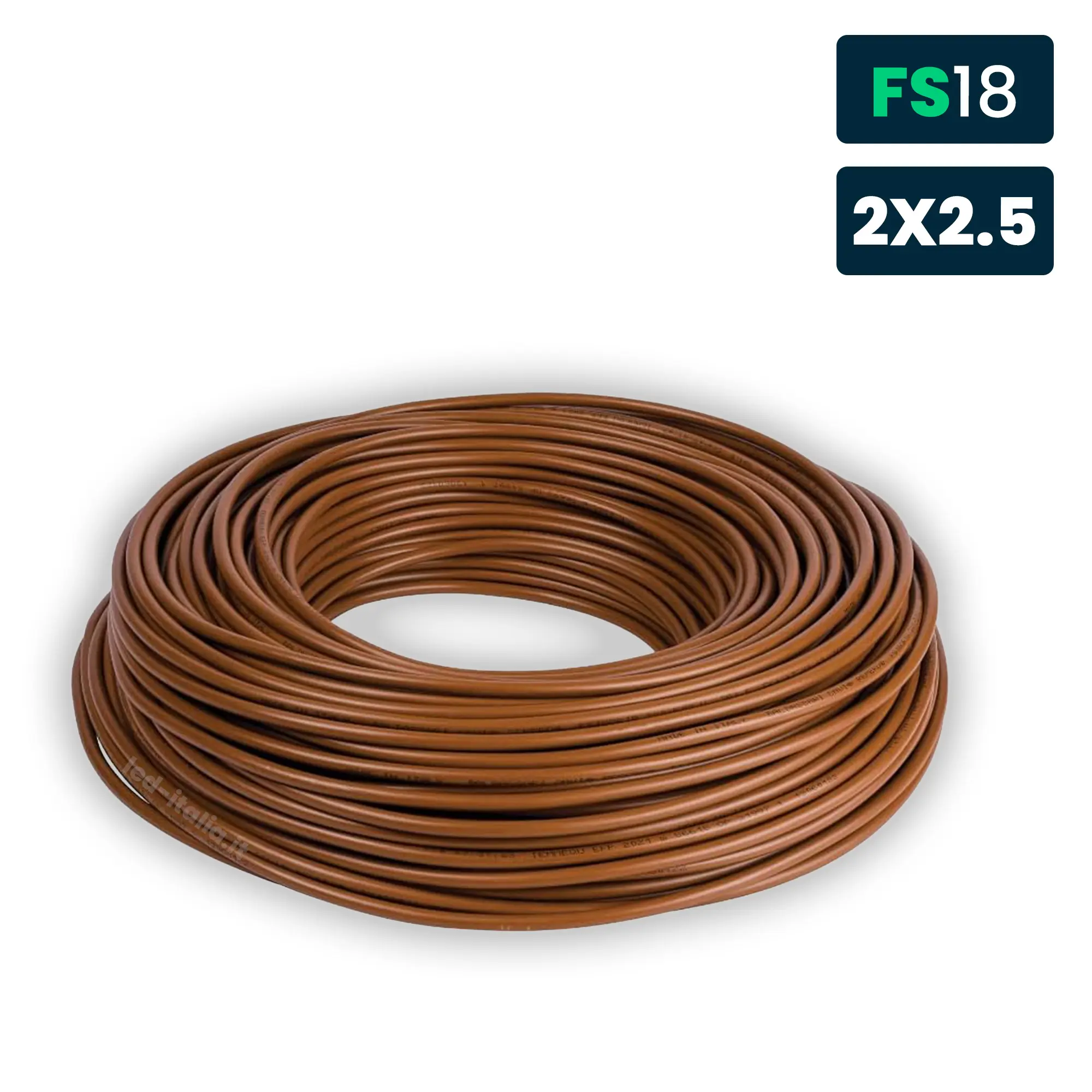 Cavo Bipolare FS18OR18 450/750V 2x2,5mm² Marrone