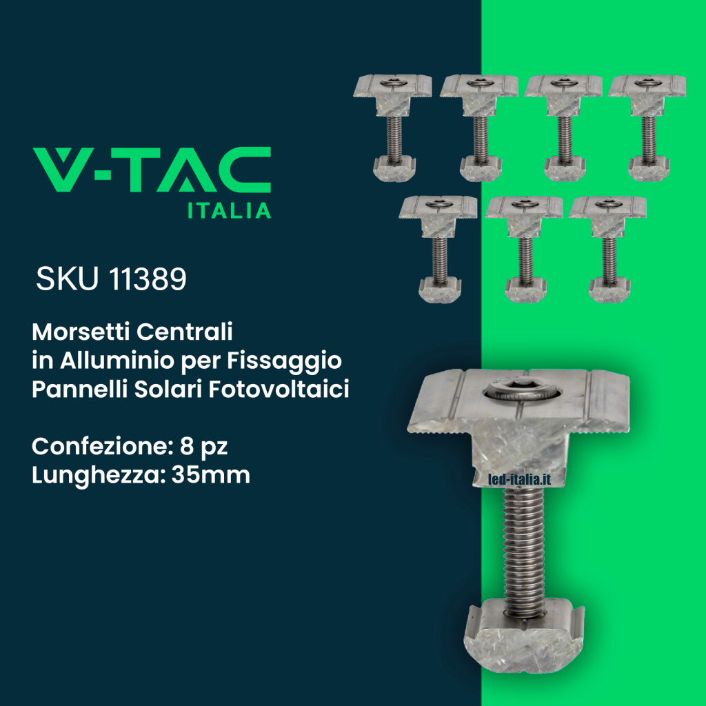 Morsetti Centrali Per Pannelli Solari - 10 Pezzi, Alluminio, 30/35mm - Foto 7
