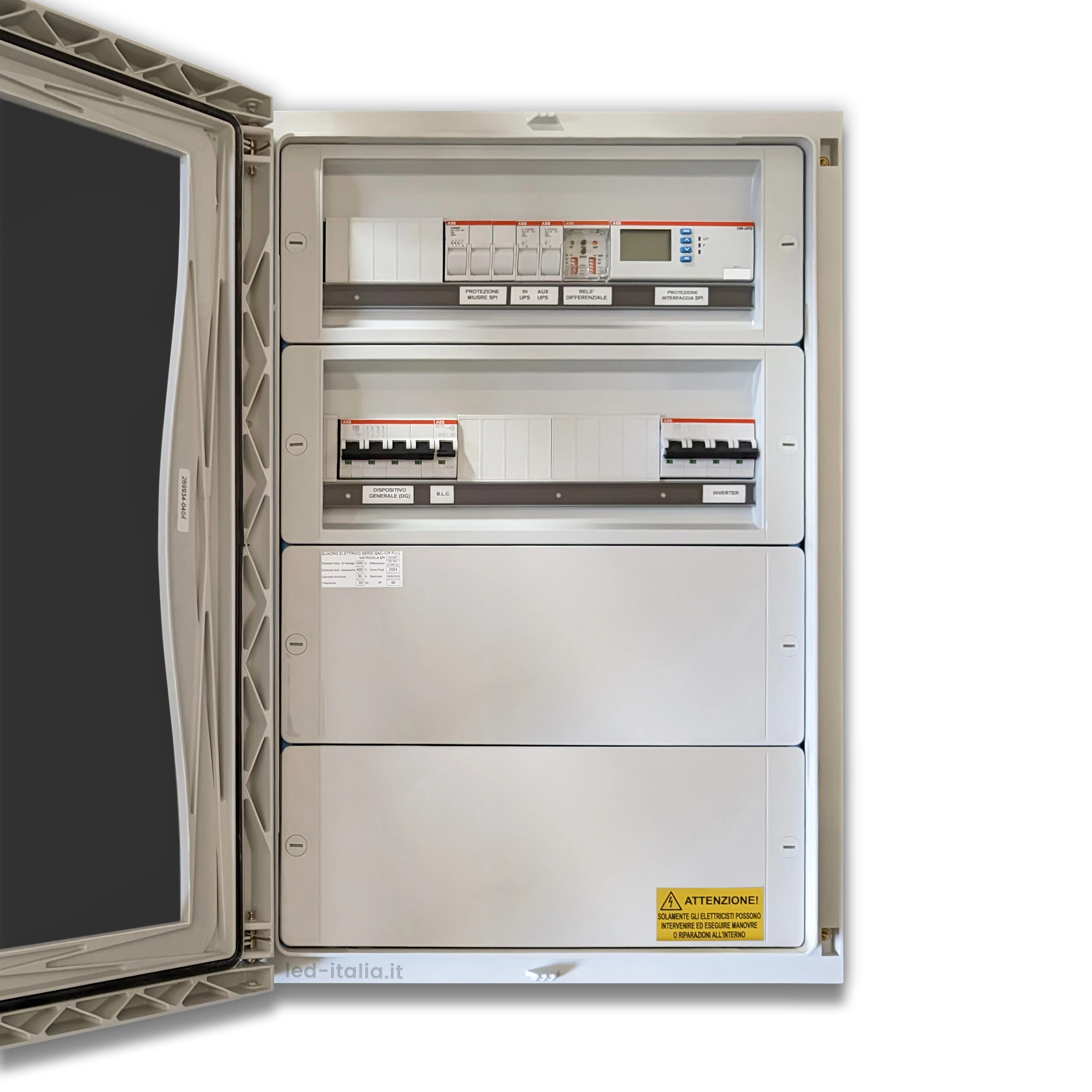 Quadro AC Trifase 30kW 50A 400V 2x24 Moduli Differenziale + SPI CEI 0-21 ABB / DEHN IP65