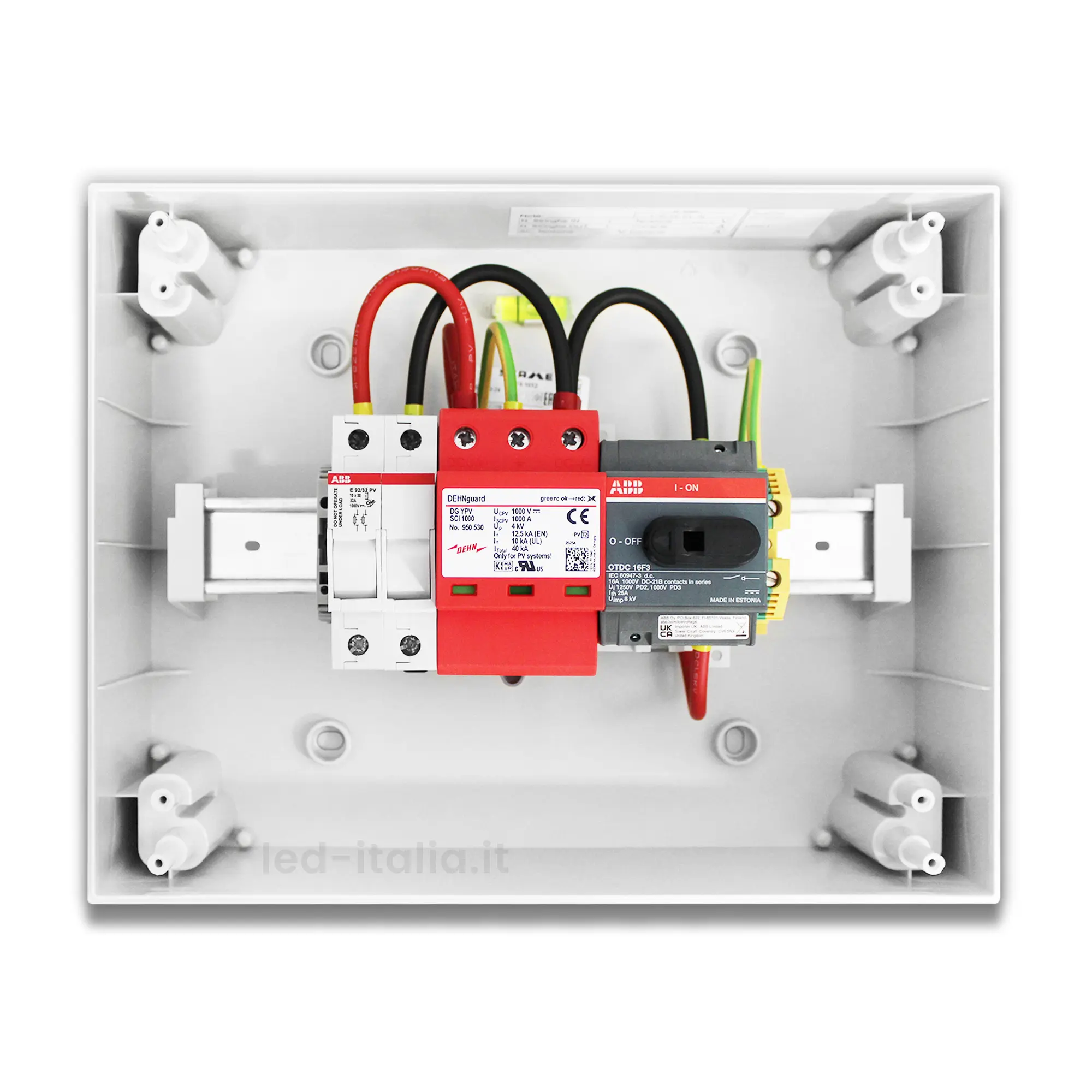 Quadro di Campo DC 1/1 MPPT 1000VDC 16A 8 Moduli Sezionatore + Portafusibili + SPD ABB / DEHN IP65
