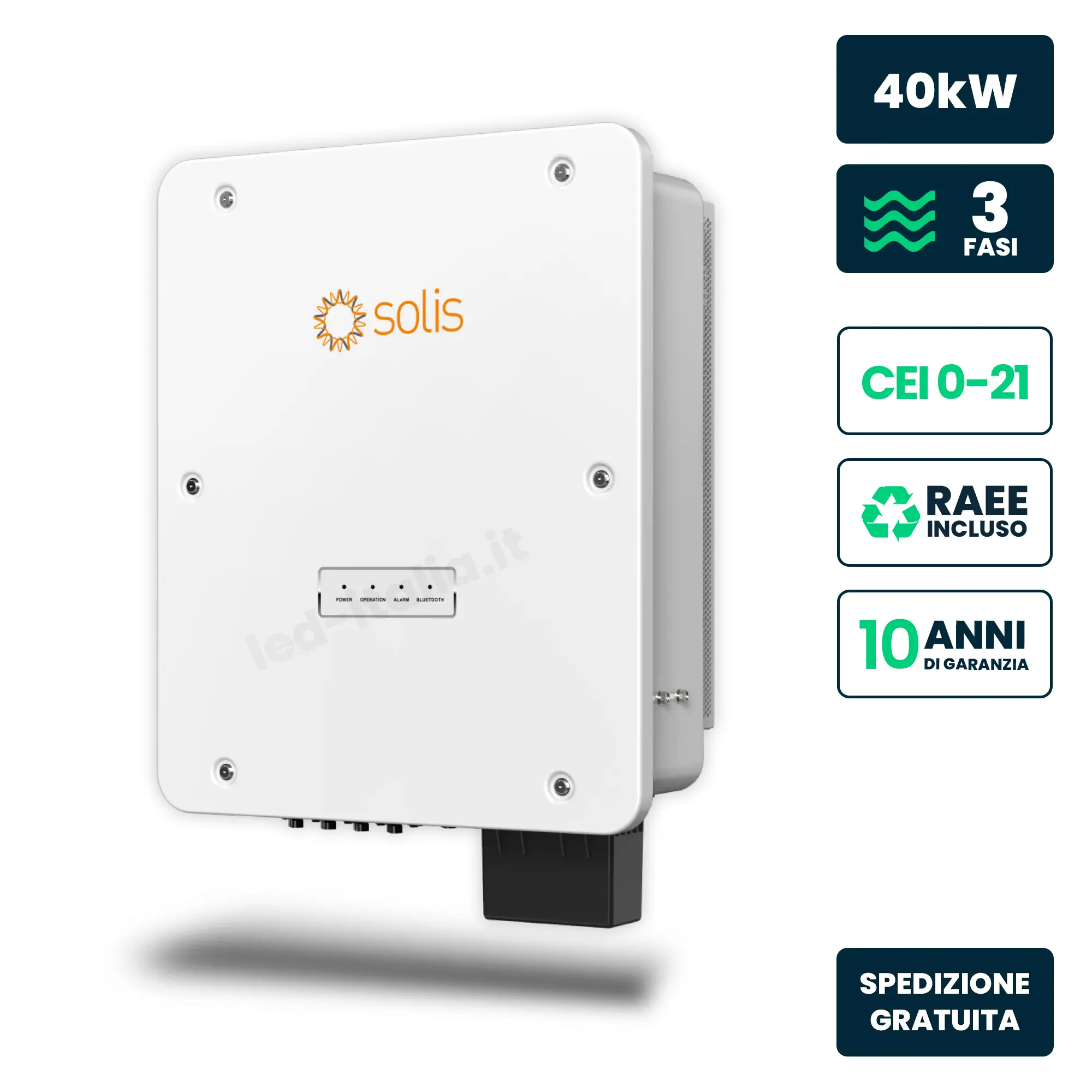 Inverter Fotovoltaico di Stringa Trifase 40 kW 4 MPPT CEI 0-21/0-16 IP66