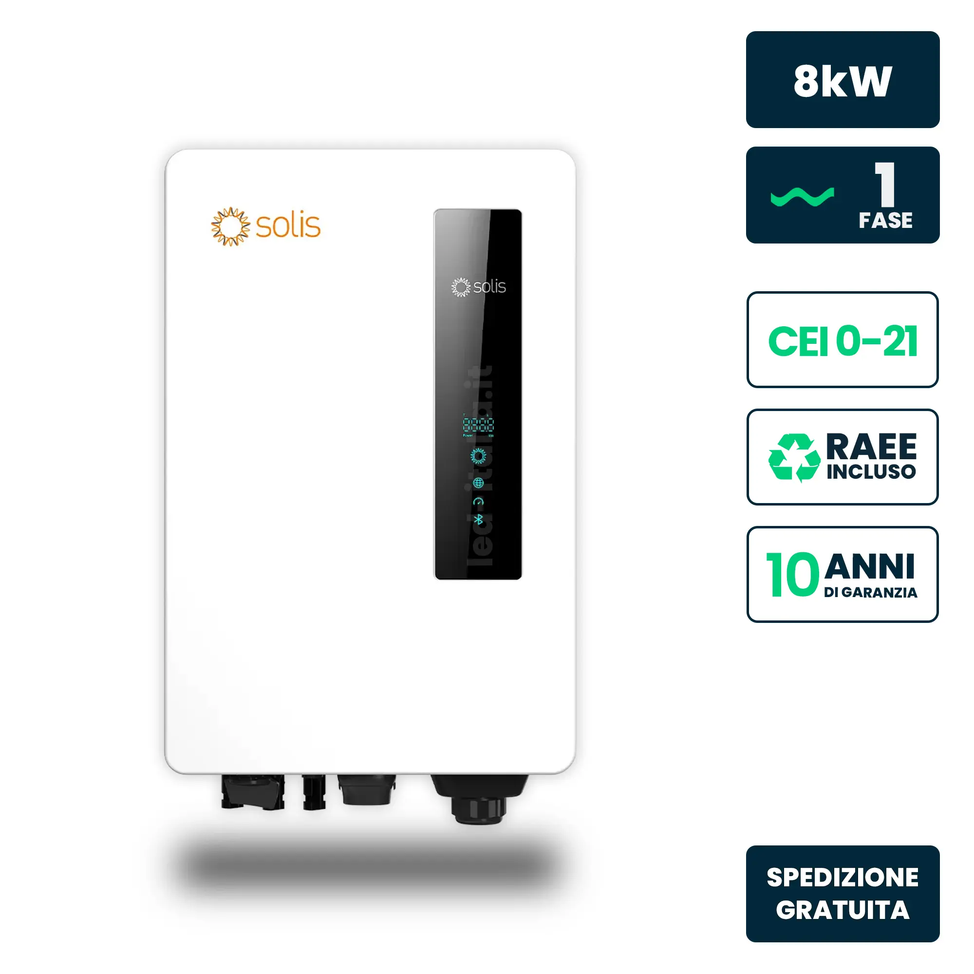 Inverter Fotovoltaico di Stringa Monofase Solis 8kW 3 MPPT CEI 0-21 IP66