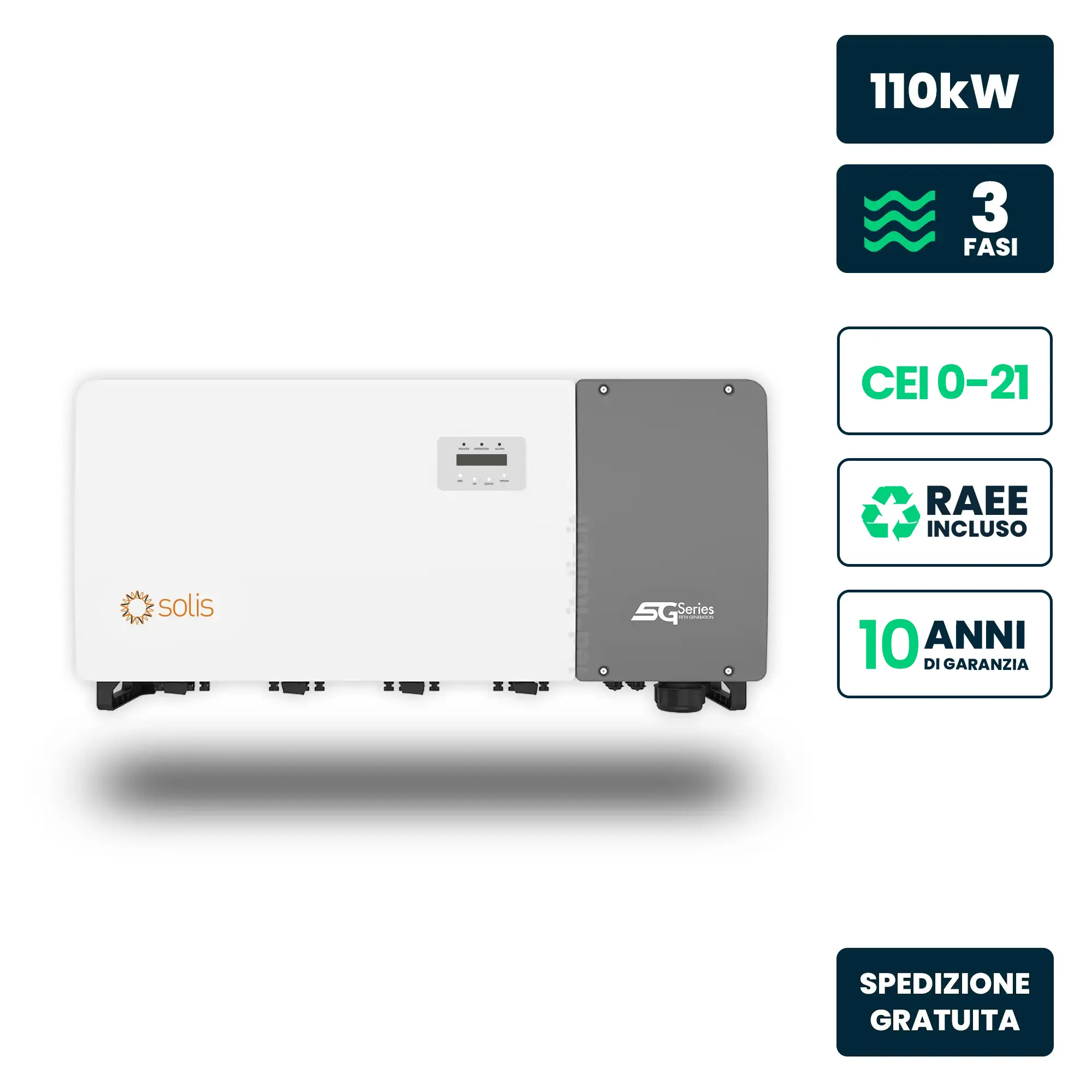 Inverter Fotovoltaico di Stringa Trifase Solis 110kW 8 MPPT CEI 0-16 IP66