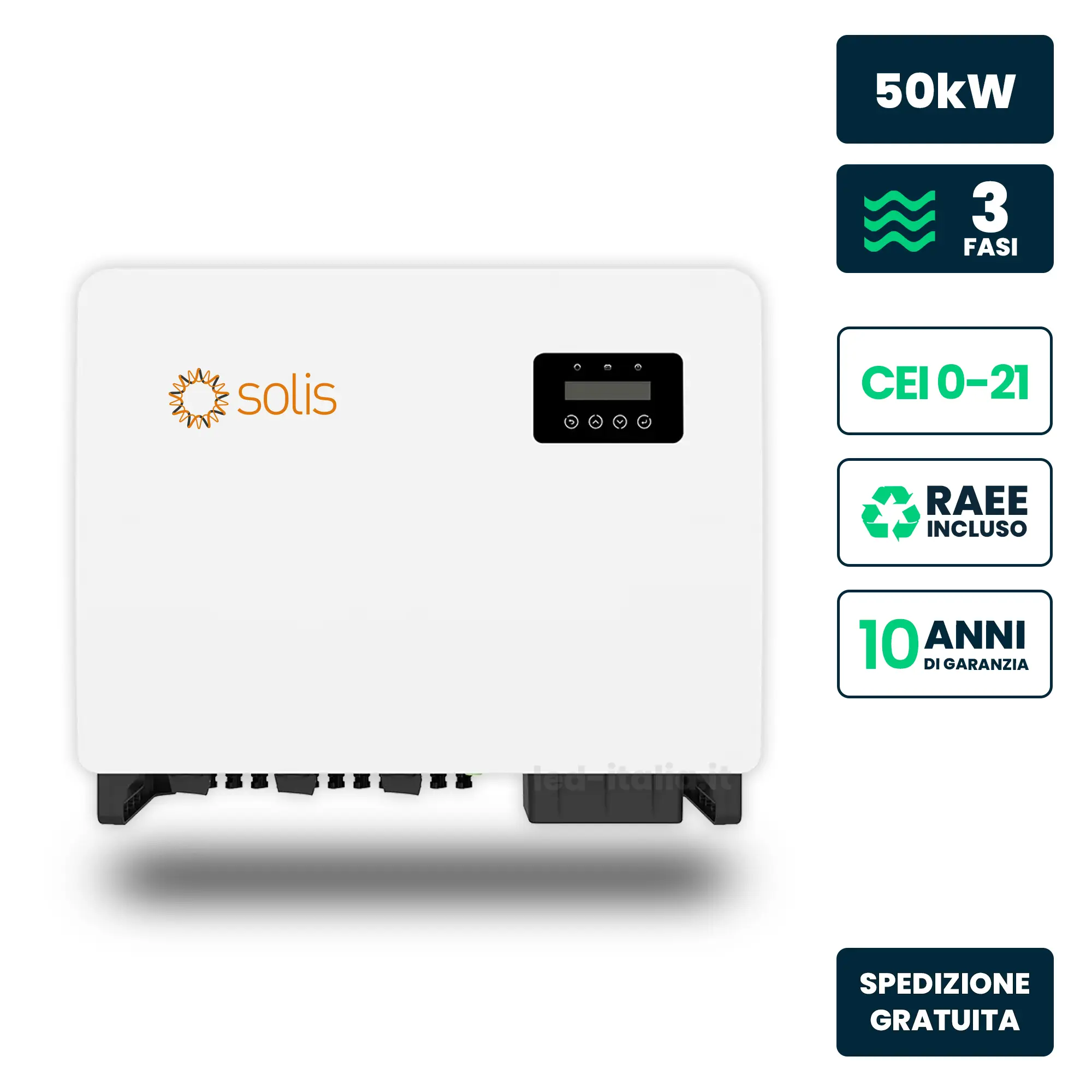 Inverter Fotovoltaico di Stringa Trifase Solis 50kW 5 MPPT CEI 0-21 IP66