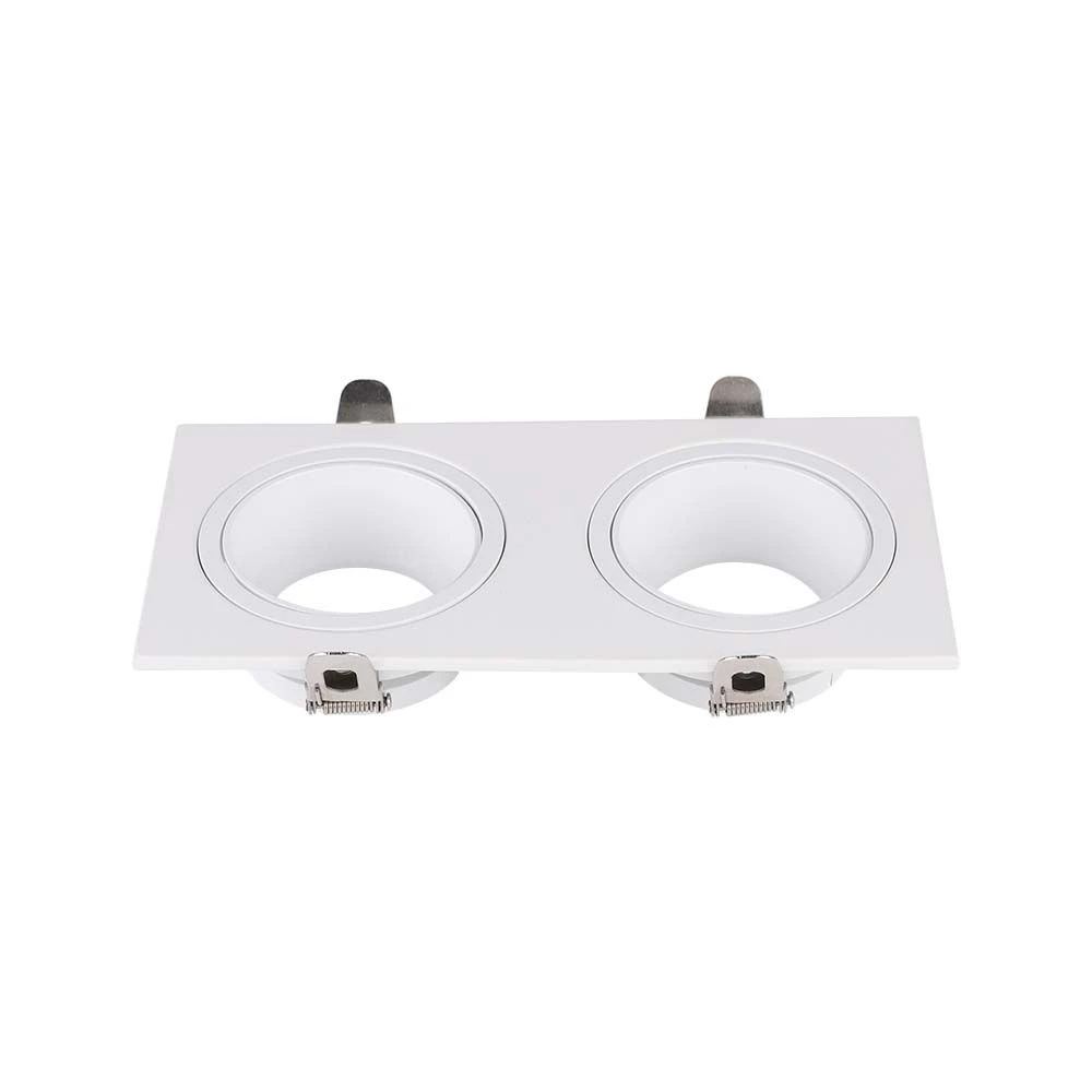GU10 2 Head Spotlight Fitting Iron+PC White+White