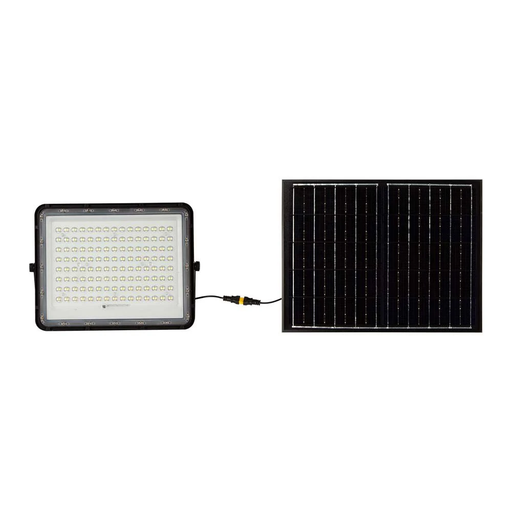20W LED Solar Floodlight 4000K Replaceable Battery 3m Wire Black Body