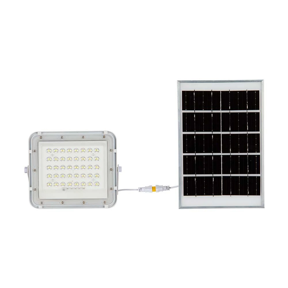 6W LED Solar Floodlight 4000K Replaceable Battery 3m Wire White Body