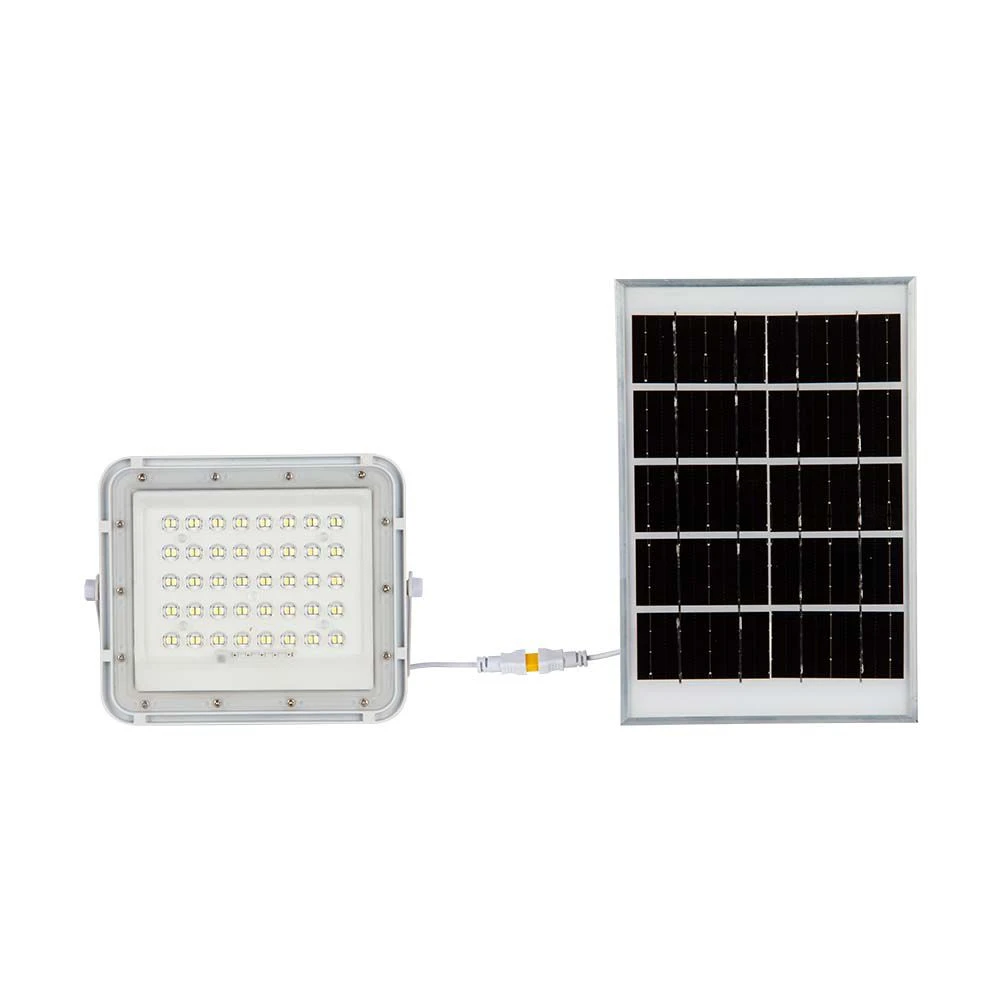 10W LED Solar Floodlight 4000K Replaceable Battery 3m Wire White Body