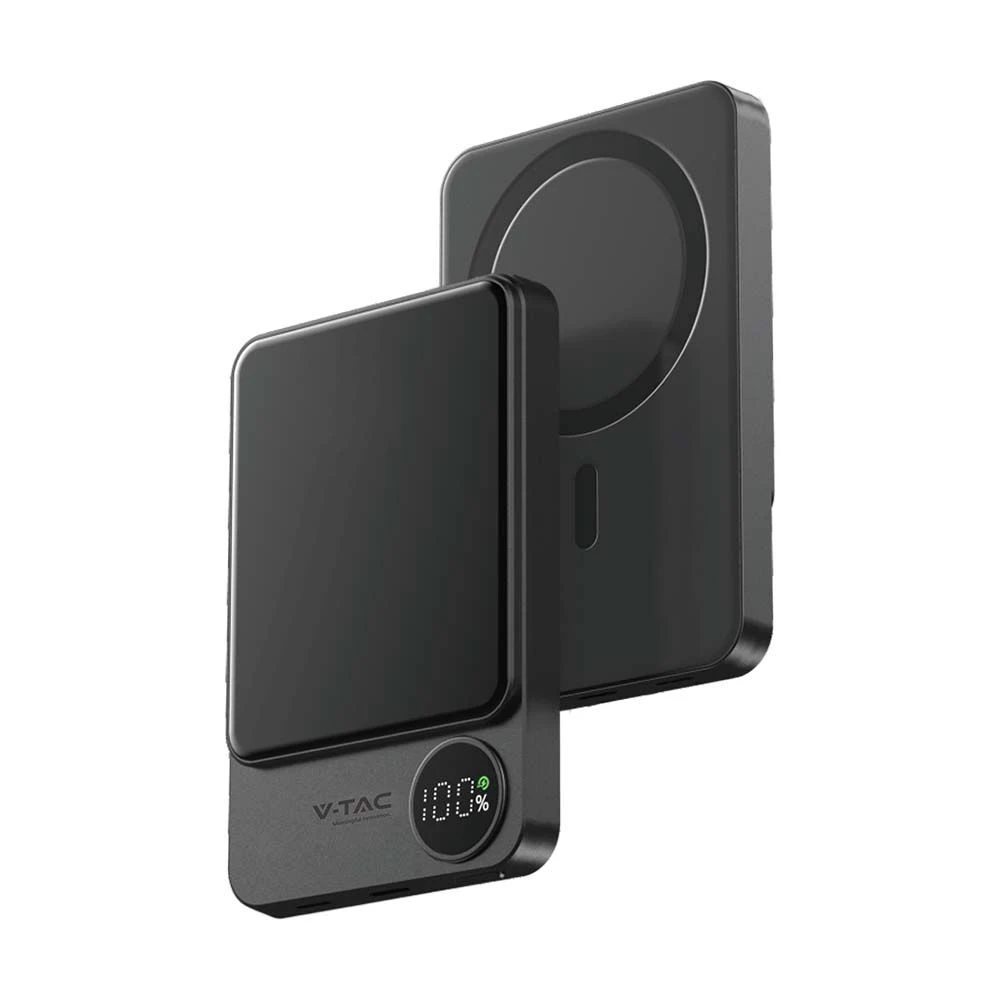 10000mAh 9mm Ultra Thin Mega Safe Aluminum Alloy Magnetic Power Bank Wireless Fast Charge Space Grey